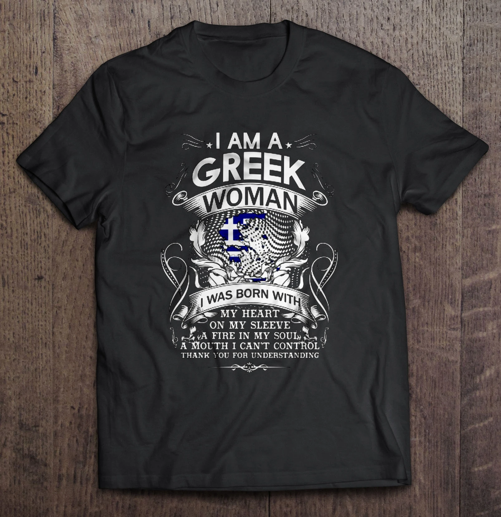 Мужская футболка I am a Greek woman Were born with my heart on sleeve Women T-Shirt | одежда