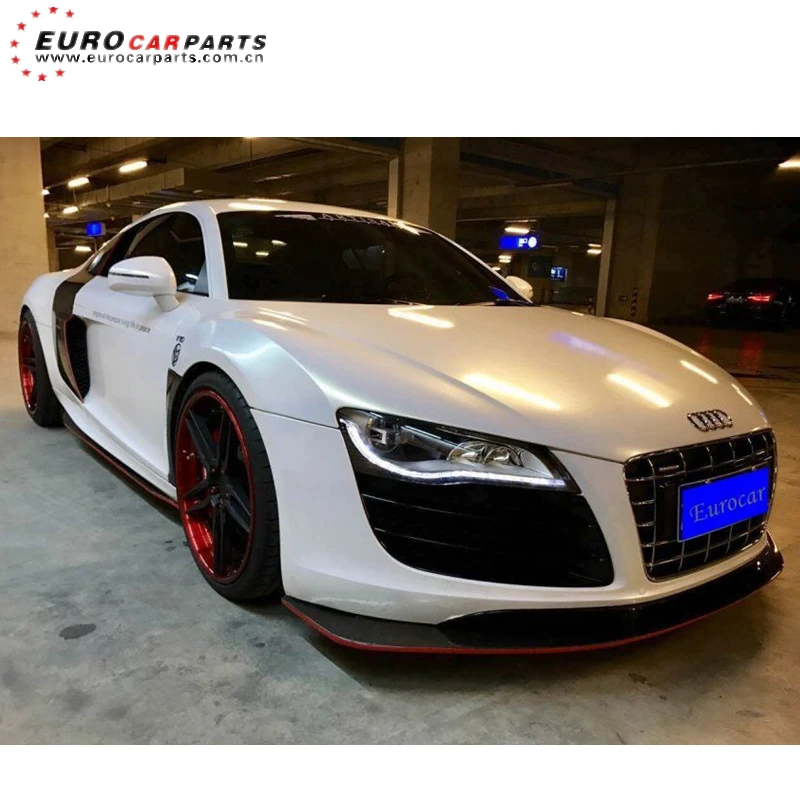 R8 передняя губа из углеродного волокна подходит для AD R8 до R8 LB Стиль углеродного волокна R8 передняя губа добавить на передний бампер непосредственно с винтами