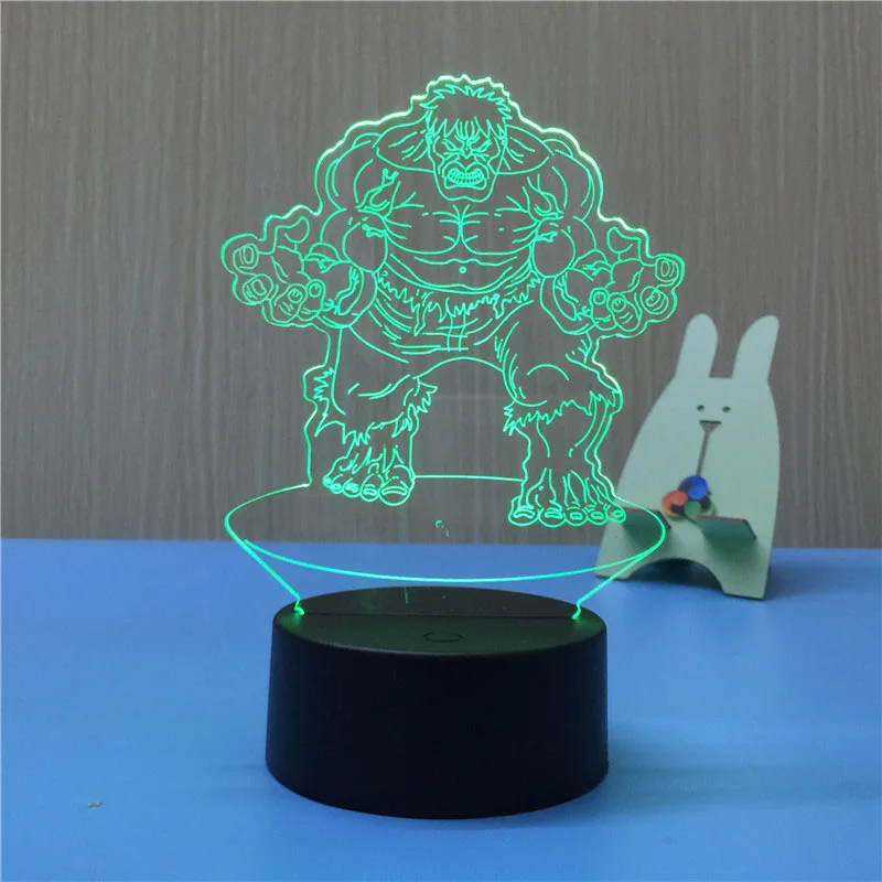Marvel's The Avengers 3D оптическая лампа мультфильм акриловый светодиодный ночник Железный человек USB сенсорный прикроватный светильник детский подарок на день рождения