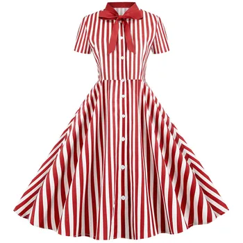 

elegant dress платье нарядное Women Vintage Stripe Short Sleeve Casual Party Dress 2020 gifts summer female clothes daily 2020