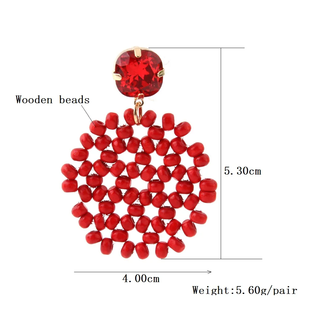 Zouchunfu Pendientes новые модные серьги для женщин, Круглые Подвески ручной работы, деревянные бусины, серьги, богемные ювелирные изделия Oorbellen