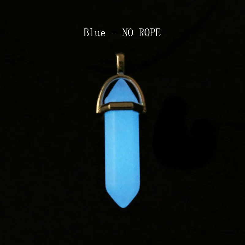 No Rope Blue Модное ожерелье с люминесцентным камнем, шестиугольная колонна, светящаяся подвеска с натуральным кристаллом, ожерелье для женщин, очаровательное ювелирное изделие - Окраска металла: No Rope Blue