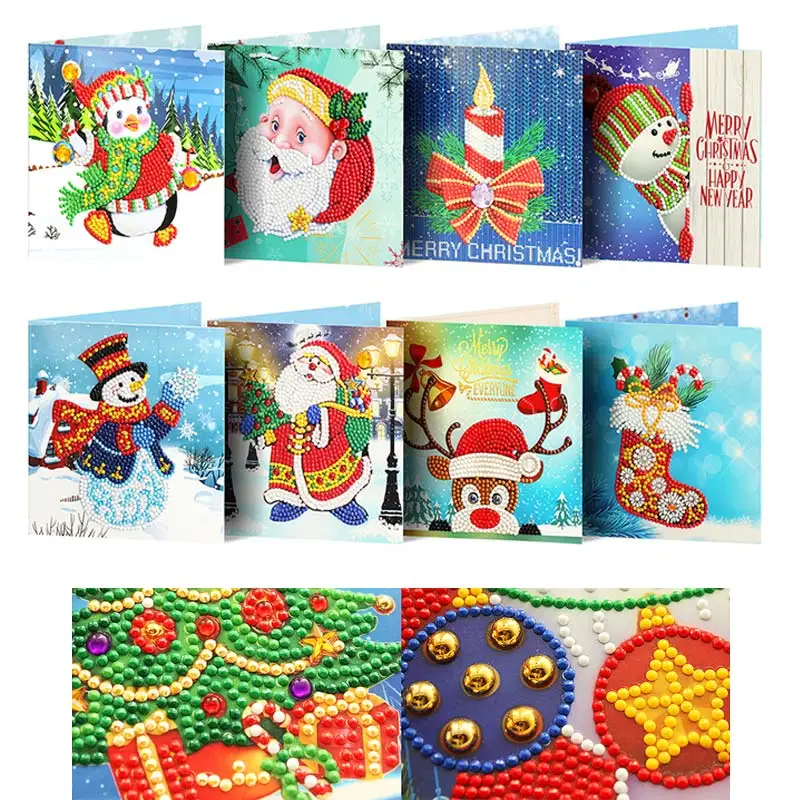 

Christmas 5D DIY Diamond Painting Greeting Cards Santa Claus Xmas Postcards Craft Cards Gift Christmas Decoration