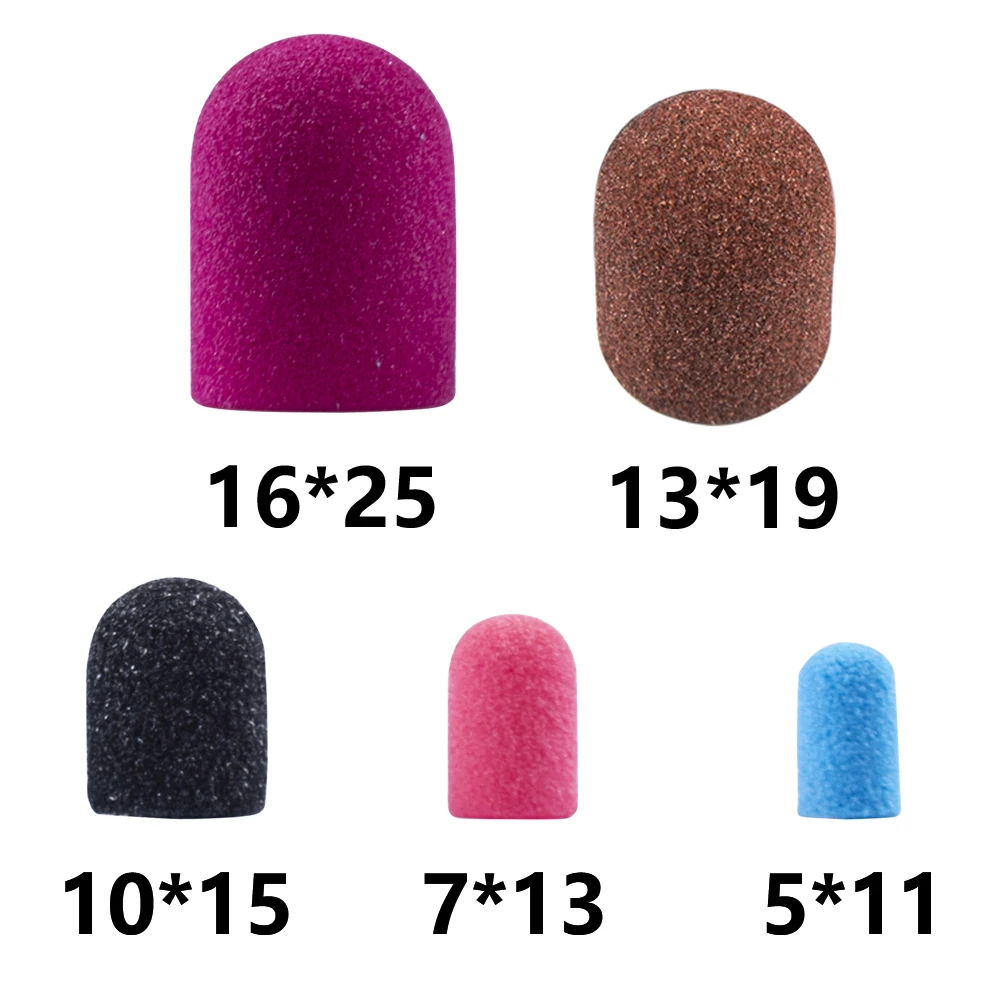 30/50pcs 네일 아트 샌딩 캡 보관 상자 2pcs 고무 네일 샌드 밴드 비트 페디큐어 풋 케어 큐티클 죽은 피부 제거