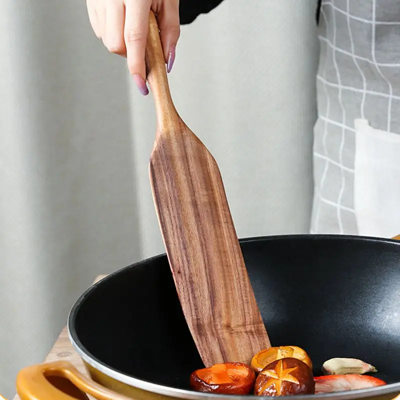 Wooden Spatula For Cooking Slotted Spurtle Kitchen Utensil Non-Stick Long Shank Matter Mixture Shovel Trowel Dinnerware