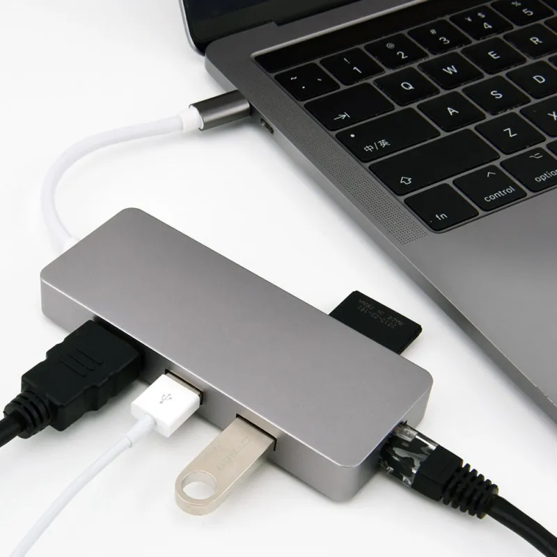 Супер качество расширенный USB C концентратор 7 в 1 док-станция мульти порт Тип C к HDMI VGA Ethernet адаптер Прямая поставка