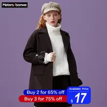 Metersbonwe утолщенное шерстяное пальто женское с длинным Расклешенным рукавом с отложным воротником Верхняя одежда Куртка повседневное зимнее элегантное пальто