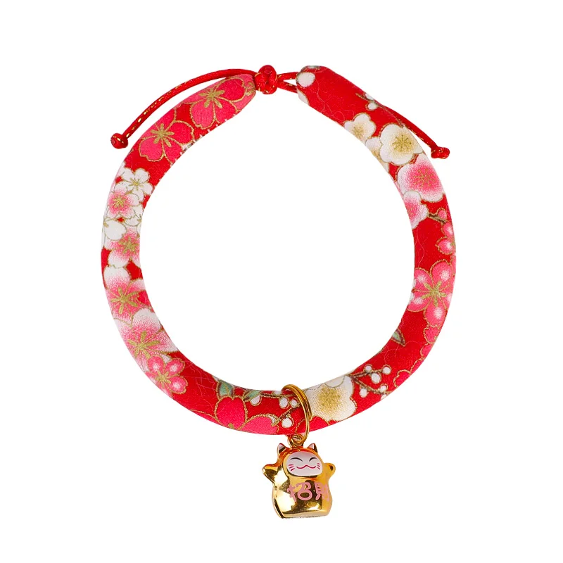 Japanese Style Handmade Adjustable Dog Cat Collar 4 Size Printed Necktie Necklace With Bell for Puppy Kitten Pet Cat Accessories Japanese Style Handmade Adjustable Dog Cat Collar 4 Size Printed Necktie Necklace With Bell for Puppy Kitten Pet Cat Accessories