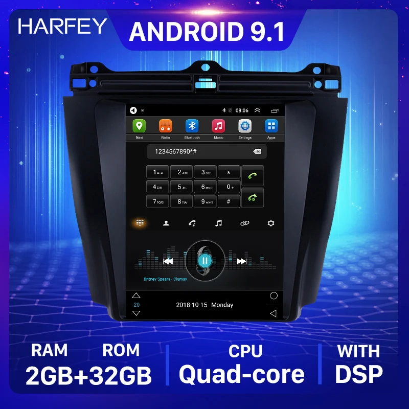 Harfey Navi GPS 9 7 &quot4G LTE радио для Honda Accord 2003-2006 2007 мультимедийный плеер Android 1 поддержка