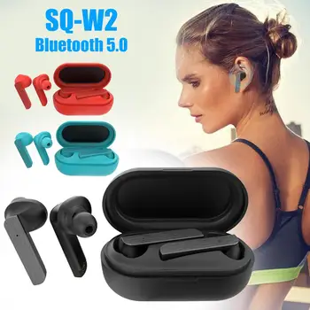 

SQ-W2 TWS Bluetooth 5.0 Portable TWS Wireless Earphones With Charging Box mini headsets For iPhone Samsung Xiaomi LG Huawei
