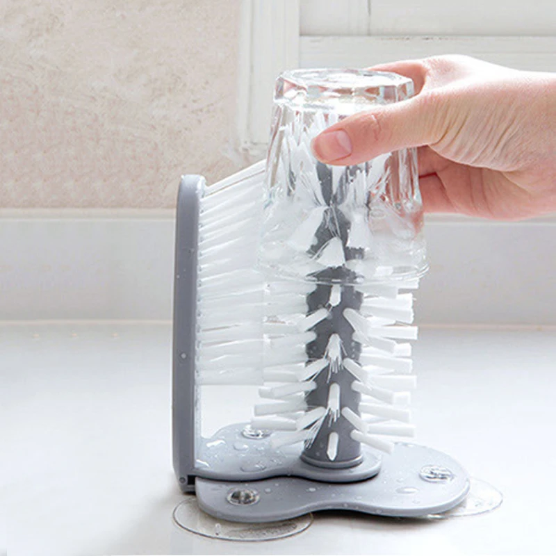 

Glass Cleaner Bottles Brush Sink Stand Drinking Water Cup Scrubber Mug Wine Suction Self Kitchen Bottle Cup Cleaner Brushes