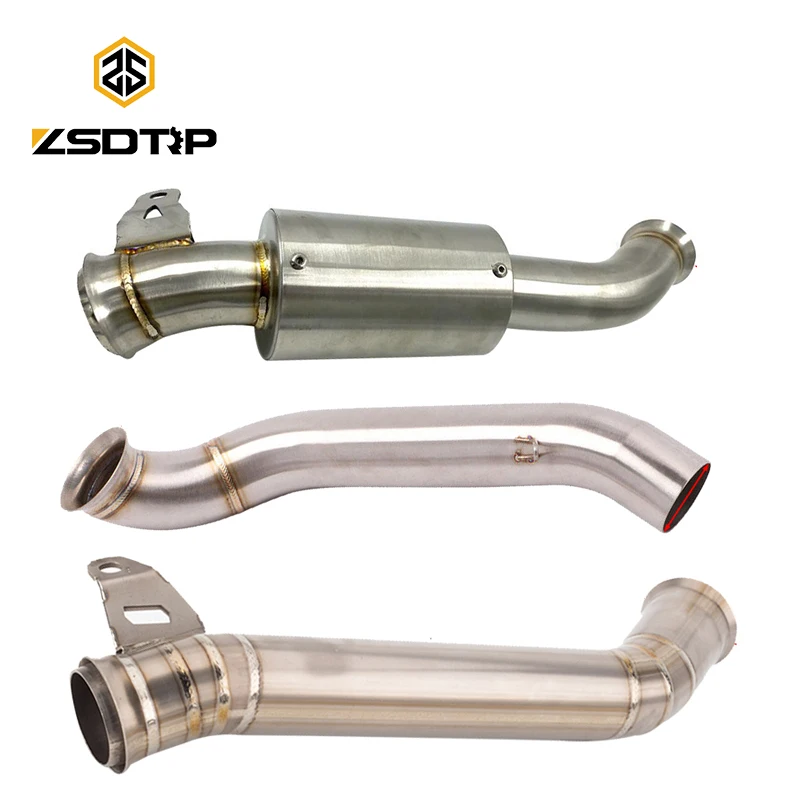 ZSDTRP Motorcycle Slip On Mid Pipe Titanium Alloy Eliminator Exhaust
