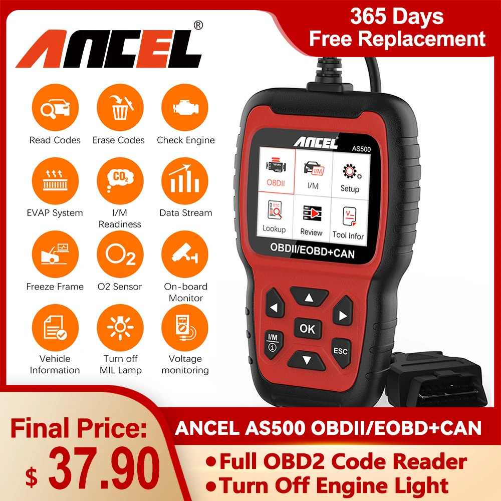 ANCEL-LD700 OBD2 Scanner, TPMS, ABS, Reset De Óleo, Motor, Todos