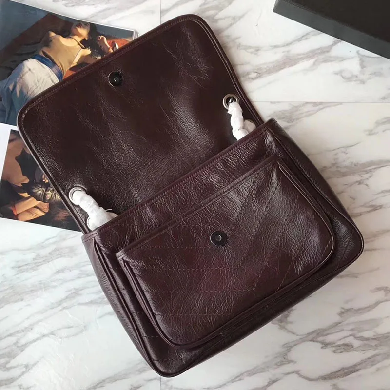 Роскошная кожаная сумка, Брендовая женская сумка на плечо высокого качества, кожаная Дизайнерская кожаная сумка Niki, сумка на цепочке