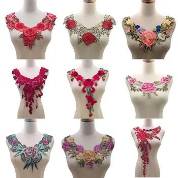 

Colorful Lace Neckline Collar Clothing Badge Embroidery Applique DIY Handmade Lace Fabrics for Sewing Collar Crafts Scrapbooking