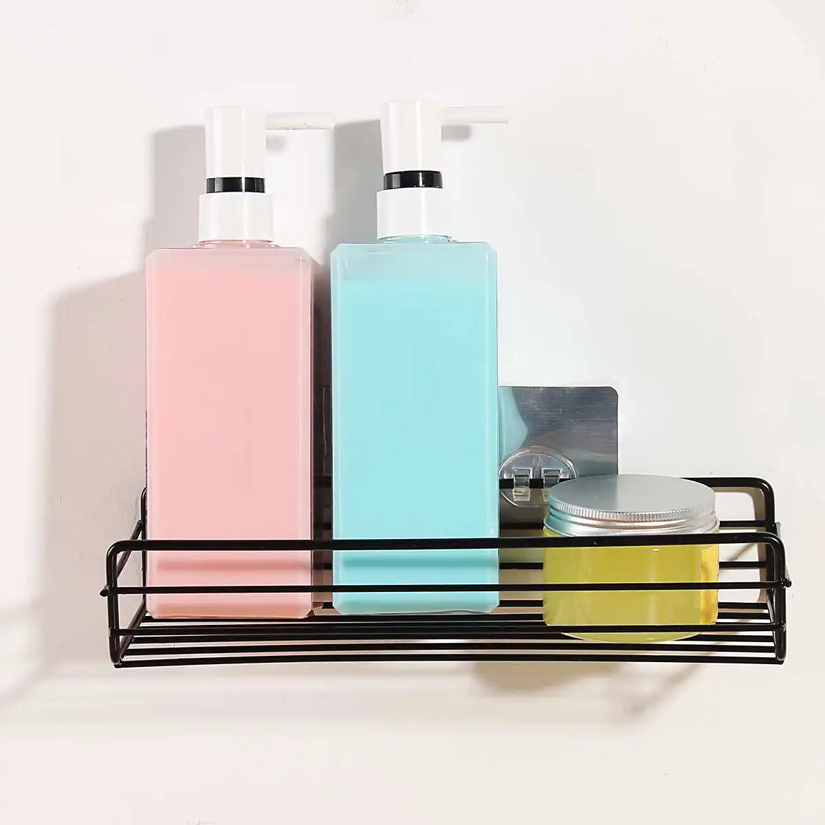 Bathroom Tray Storage Rack Organizer Multifunction Rectangle Shower Shelf No Drilling Removable