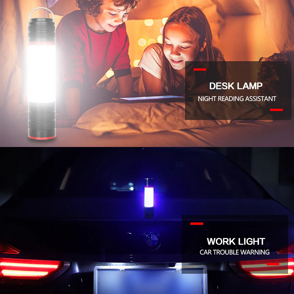 LED Camping Light 6 Modes Waterproof Camping Lantern Work Light Tent Magnetic Tail Flashlight Torch Emergency