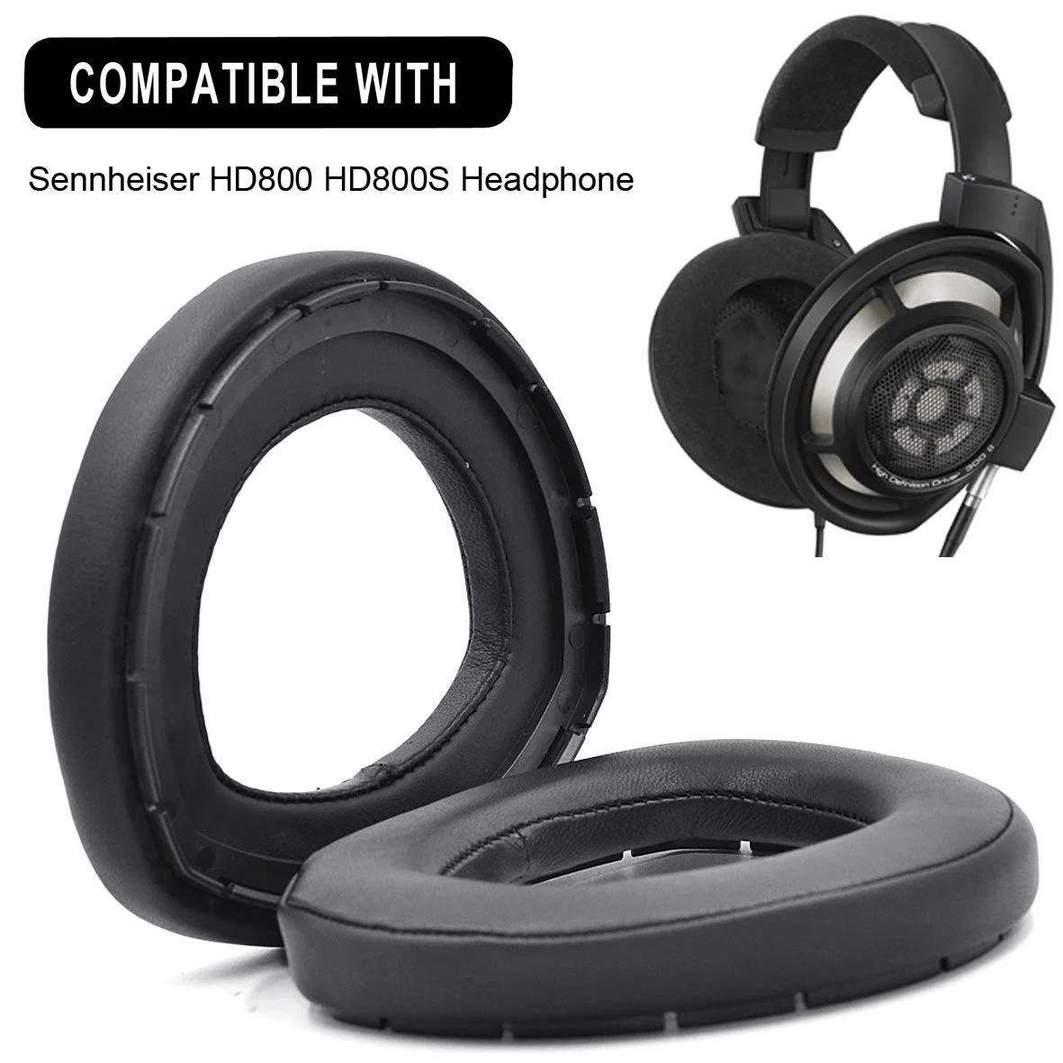 Protein Leather Replacement Earpads Ear Pads Covers for Sennheiser HD800 HD800s Over Ear Headphones Frosted