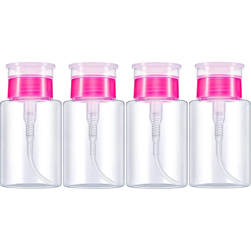 

4 Pack 180 ml Push Down Dispenser Nail Polish Remover Pump Empty Bottle Dispenser for Nail Polish Remover Liquid Bottle Containe