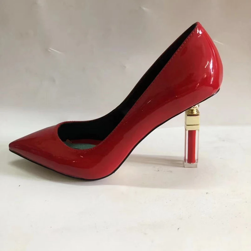 Luchfive по индивидуальному заказу; дамские туфли-лодочки красная помада каблук острый носок плюс Размеры Бизнес обувь из натуральной кожи; деловые, вечерние туфли Для женщин