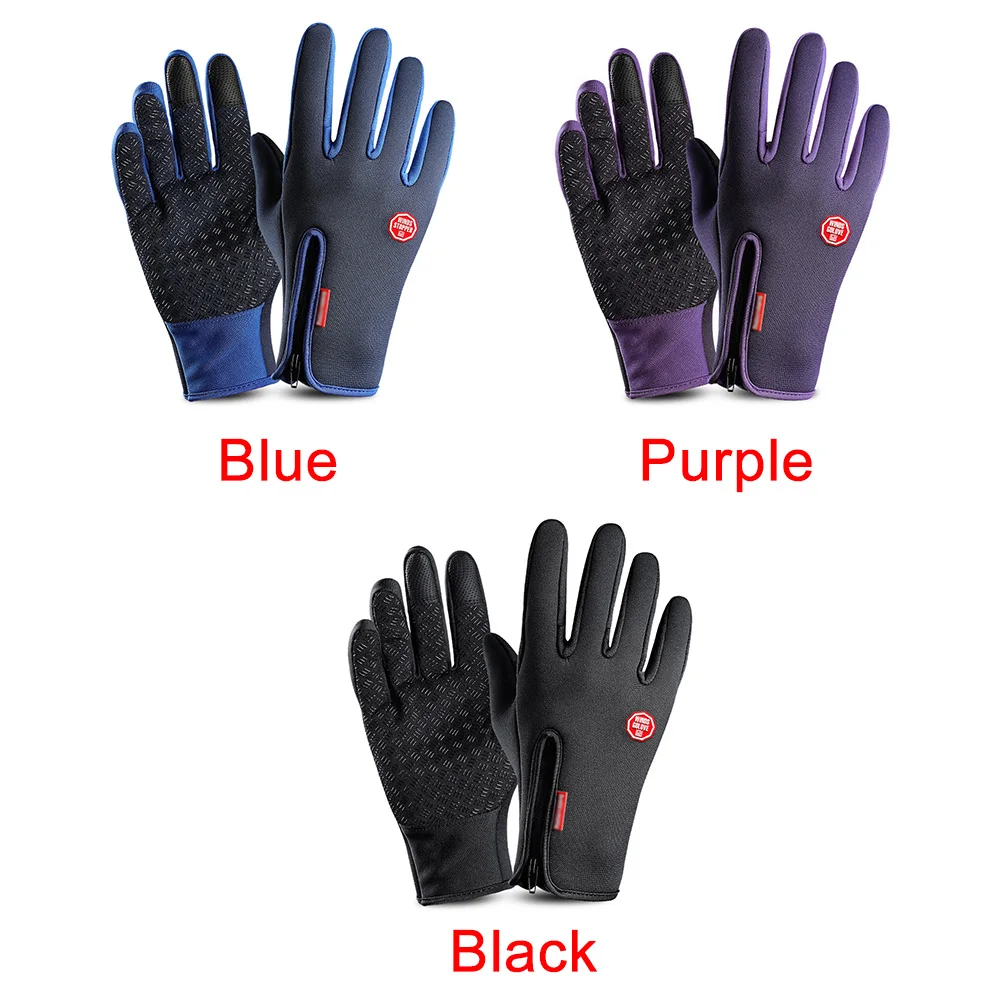1 Pair Ski Gloves Outdoor Solid Anti Slip Snowboard Men Women Warm Sports Motorcycle Thick Full Finger Winter Riding Waterproof
