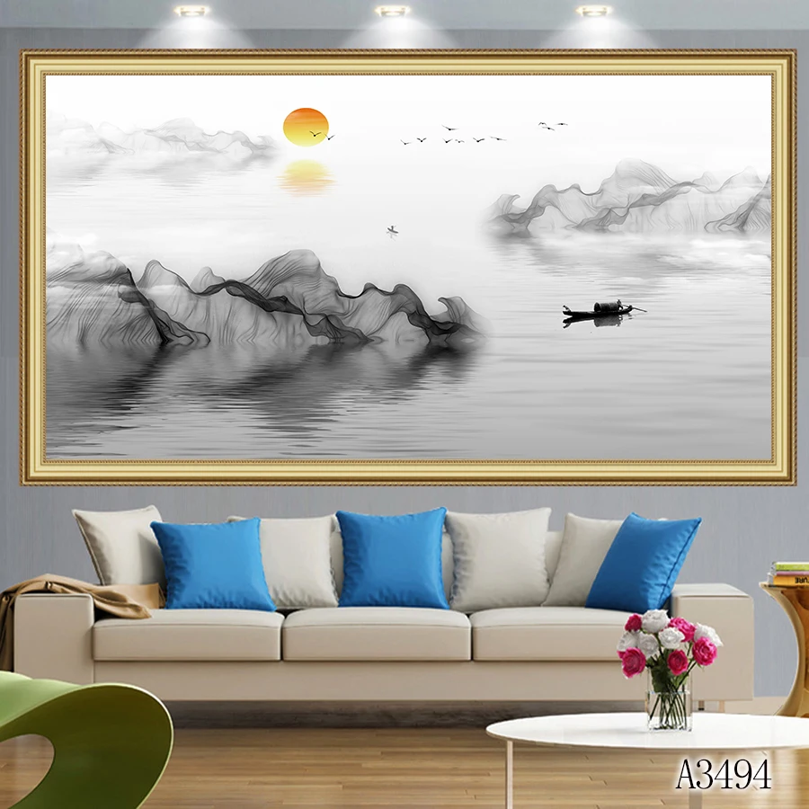

Abstract Oil Painting Print on Canvas Modern Chinese style Landscape Canvas Art Print Printing Wall Art Picture for Home Decor