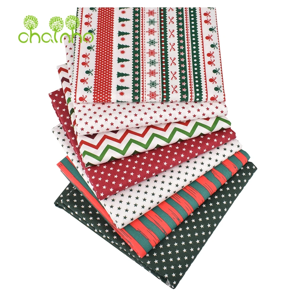 Chainho,Christmas Geometric Pattern Printed Twill Cotton Fabric,Patchwork Cloth For DIY Sewing Quilting Baby&Children's Material