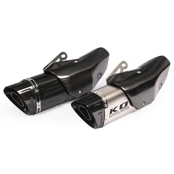 Universal Motorcycle Exhaust Tail Pipe Without Silencer 51mm Diameter 430mm Length Stainless Steel and Carbon Fiber For Modified