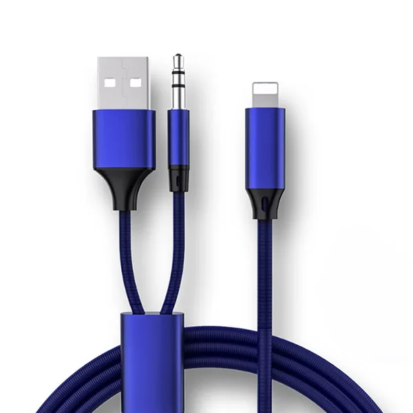 Blue ACCEZZ для iphone аудио кабель 7 8 6 X XS MAX коннектор адаптер 3,5 мм разъем, гарнитура автомобильный динамик зарядка и музыка 2 в 1 USB кабель - Цвет: Blue
