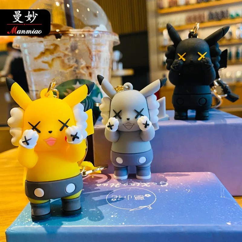 Pokemon X KAWS Pikachu Keychain Kawaii 