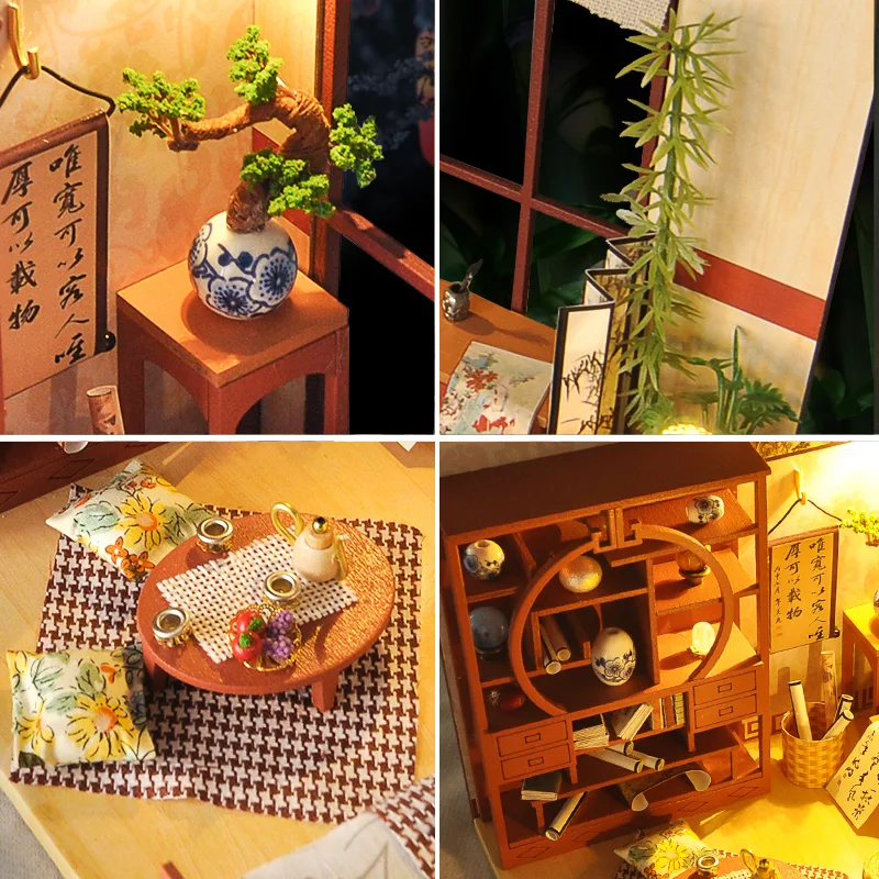 Кукольный дом мебель Diy кукольный домик Миниатюрный пазл собрать 3d Деревянный миниатюрный кукольный домик Развивающие игрушки для детей подарок