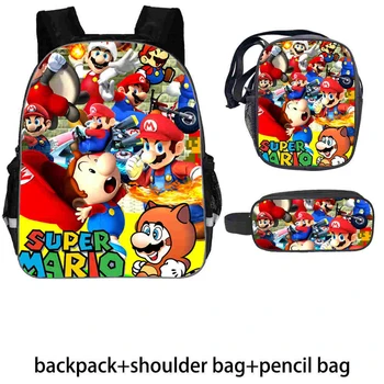 

3 Pcs/Set Mario Bros Sonic School Backpack For Kids Boys Girls Student School Bag Teenage Students Custom Bag Travel Backpack