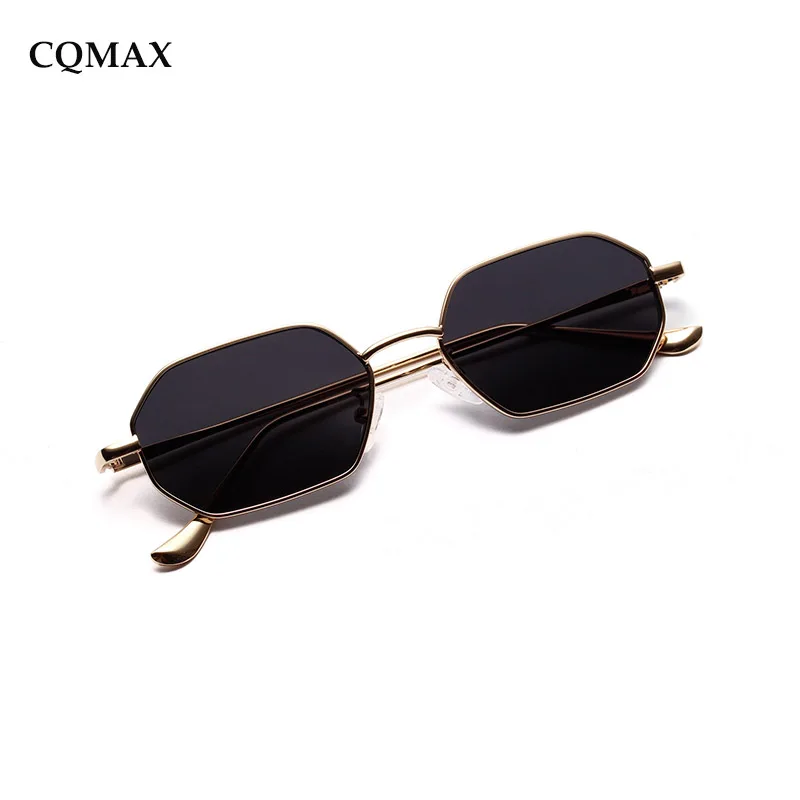 CQMAX маленькие прямоугольные солнцезащитные очки для мужчин металлическая оправа Классическая мода квадратная металлическая рама очки унисекс uv400