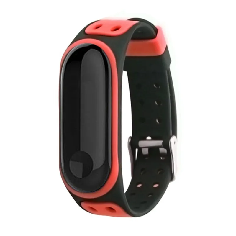 Black red Ремешок для браслета Xiaomi mi, 4 ремешка, силиконовый двойной цвет, двубортный браслет для Xiaomi mi Band, 3 ремешка, аксессуары - Цвет ремешка: Black red