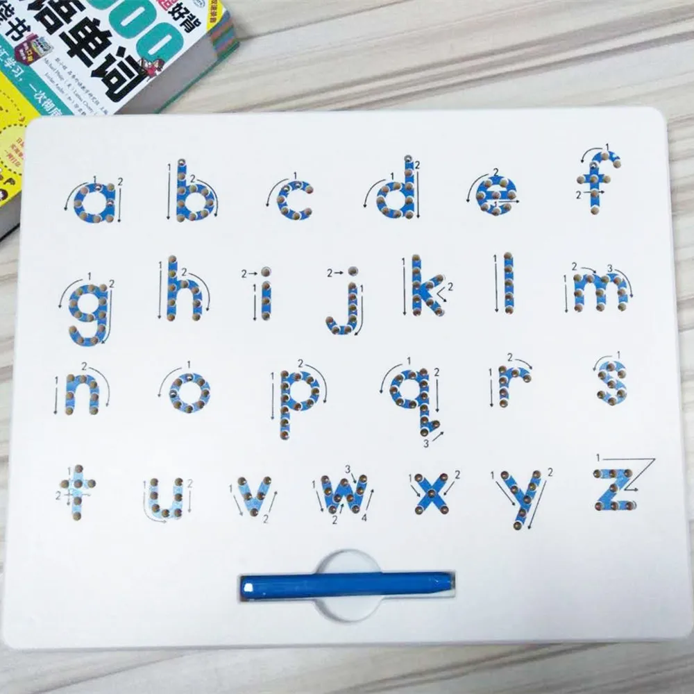 Creative Magnetic Tablet Drawing Board Steel Bead Magnet Stylus Pen Alphabet Numbers Writing Pad Learning Educational Toy