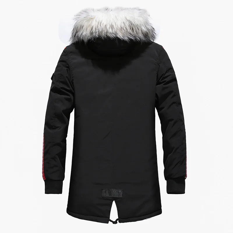 Winter Jacket Men Fur Collar Hooded Oversized Black Long Parka Coats Pu Thicken Windproof Warm Jackets Outerwear