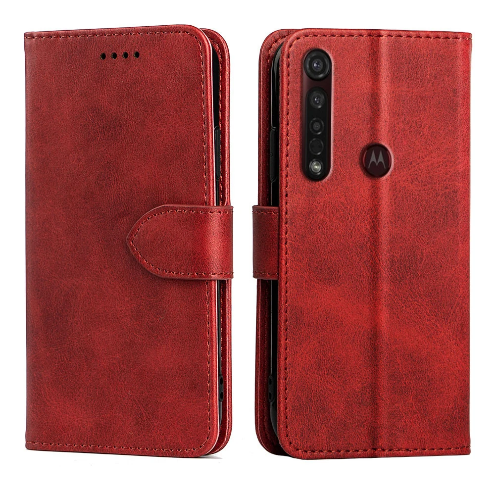 Кожаный чехол MKS для Motorola Moto G8 Plus на заднюю панель флип телефона с отделением ID