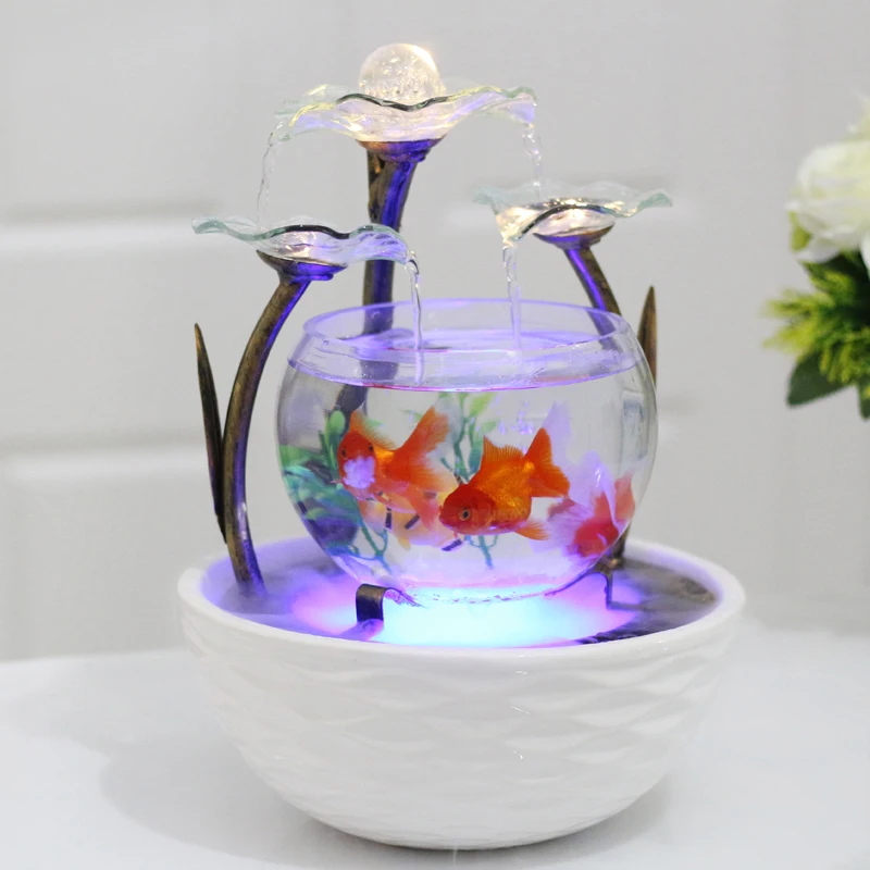 A2 27X27X37cm Золотая рыбка Танк гостиная креативное украшение маленькие водные украшения Настольный фонтан-увлажнитель LB9297 - Цвет: A2 27X27X37cm