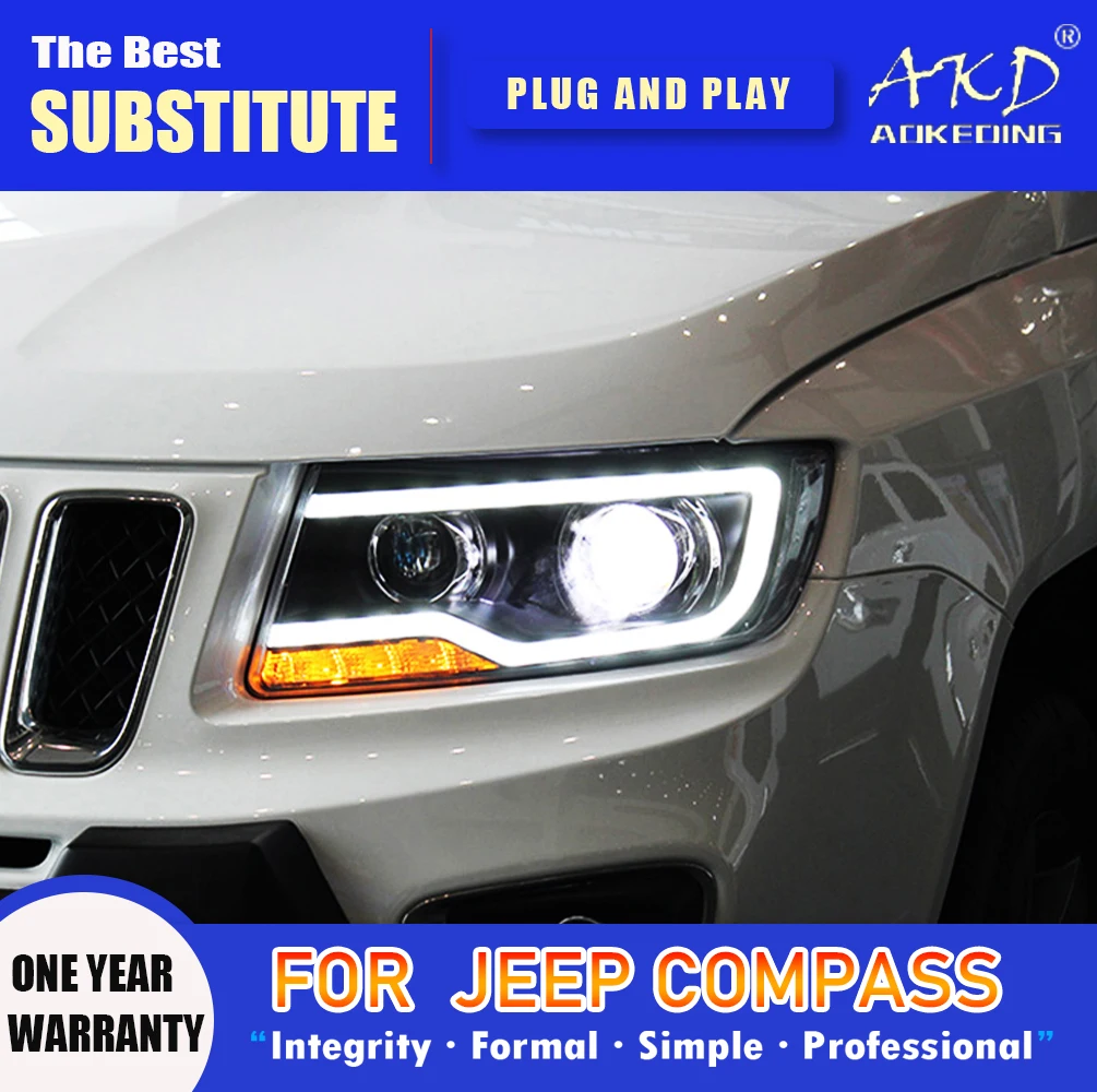 Налобный фонарь AKD для Jeep Compass светодиодные фары 2011-2016 компас DRL сигнал поворота