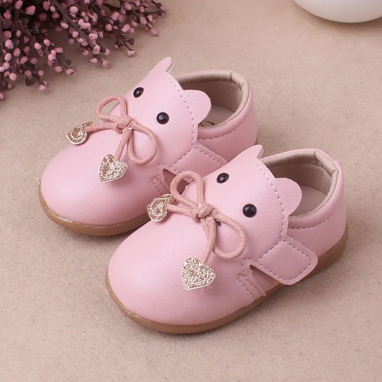 pink Стелька 11,5-15,5 см; новые детские тонкие туфли; обувь из искусственной кожи с мягкой подошвой для маленьких девочек - Цвет: pink