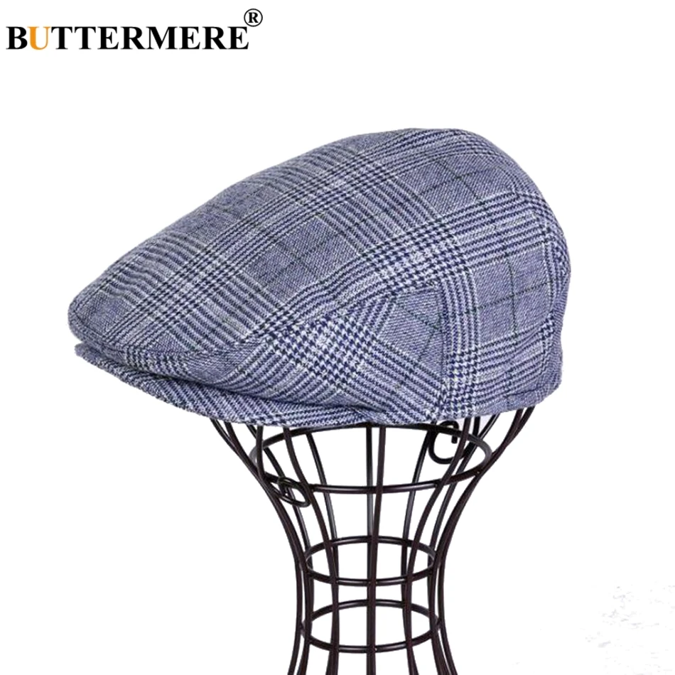 BUTTERMERE Классический шерстяной берет мужской Клетчатый цвета хаки в стиле ретро