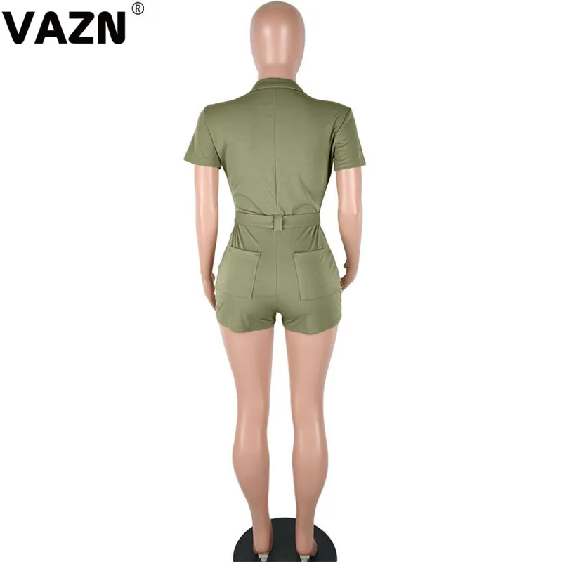 VAZN GQYBX15096 стиль сафари молодой праздник высокий уличный стиль женский комбинезон с коротким рукавом короткие брюки комбинезоны волнующие Клубные Комбинезоны