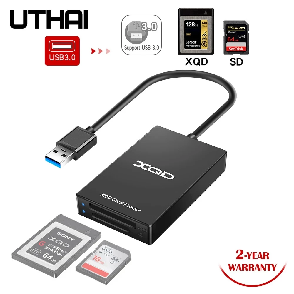 Фото UTHAI Q02 Rocketek Многофункциональный кардридер USB 3,0 Type-c для XQD, кардридер карт памяти M/G, поддерживает скорость доя 5 Гбит/с №1