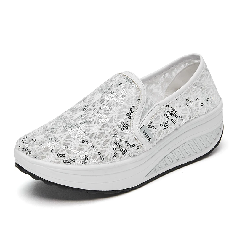 Women Fitness Shoes Flat Platform Slip on Breathable