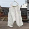 Women Loose elastic Waist ramie Wide Leg Pants Ladies 2022 Spring Summer Trousers female Embroidered Pants 1