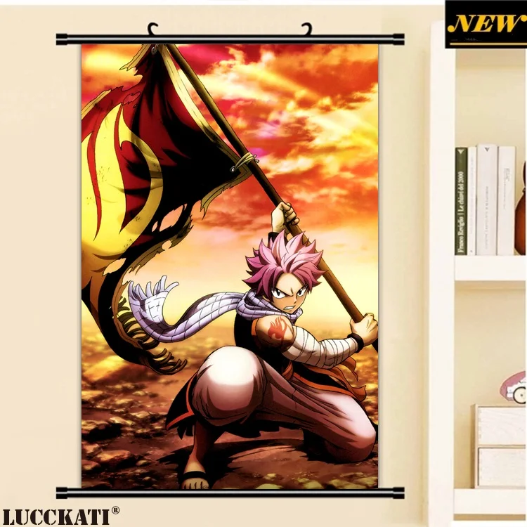 Hot Anime Fairy Tail Erza Scarlet Lucy Poster Wall Scroll Home Decor 60*40CM