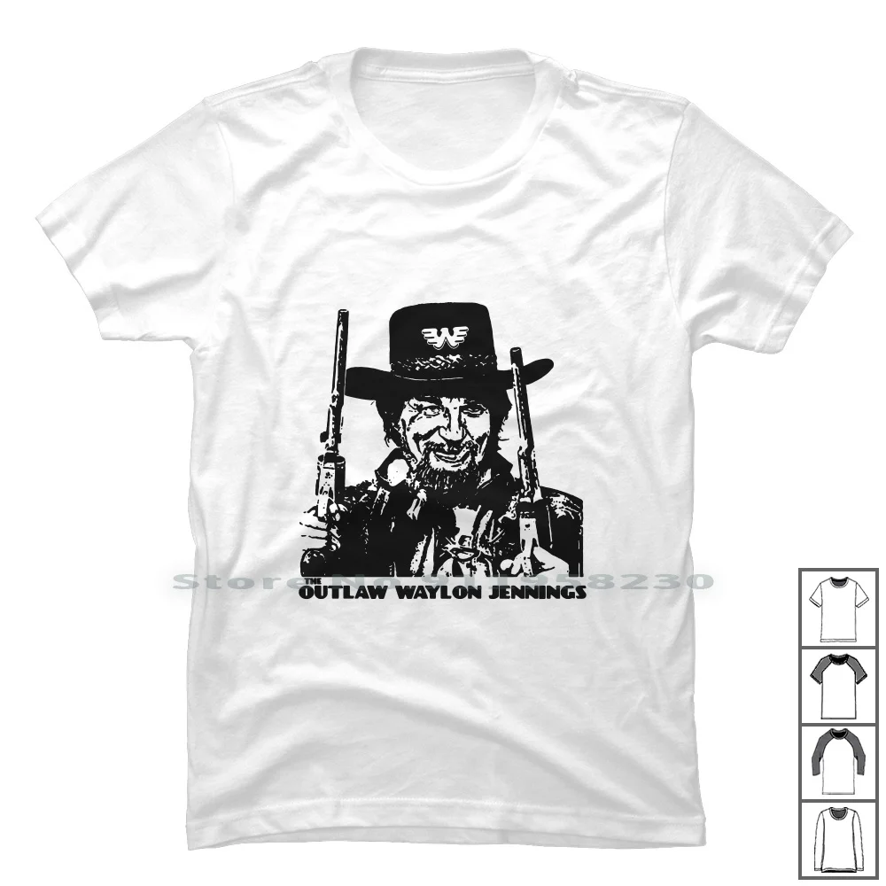 Outlaw Waylon Jennings T Shirt 100% Cotone Capodanno Outlaw Action Year Shot Enni Way Out Law Ill Hot Ear