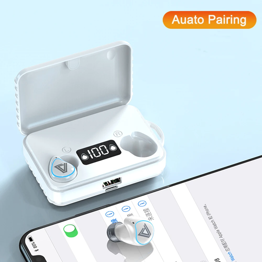 2020 TWS Bluetooth 5 0 Earphones 2000mAh Charging Box Wireless 9D Stereo Sports Earbuds Headsets With Microphone