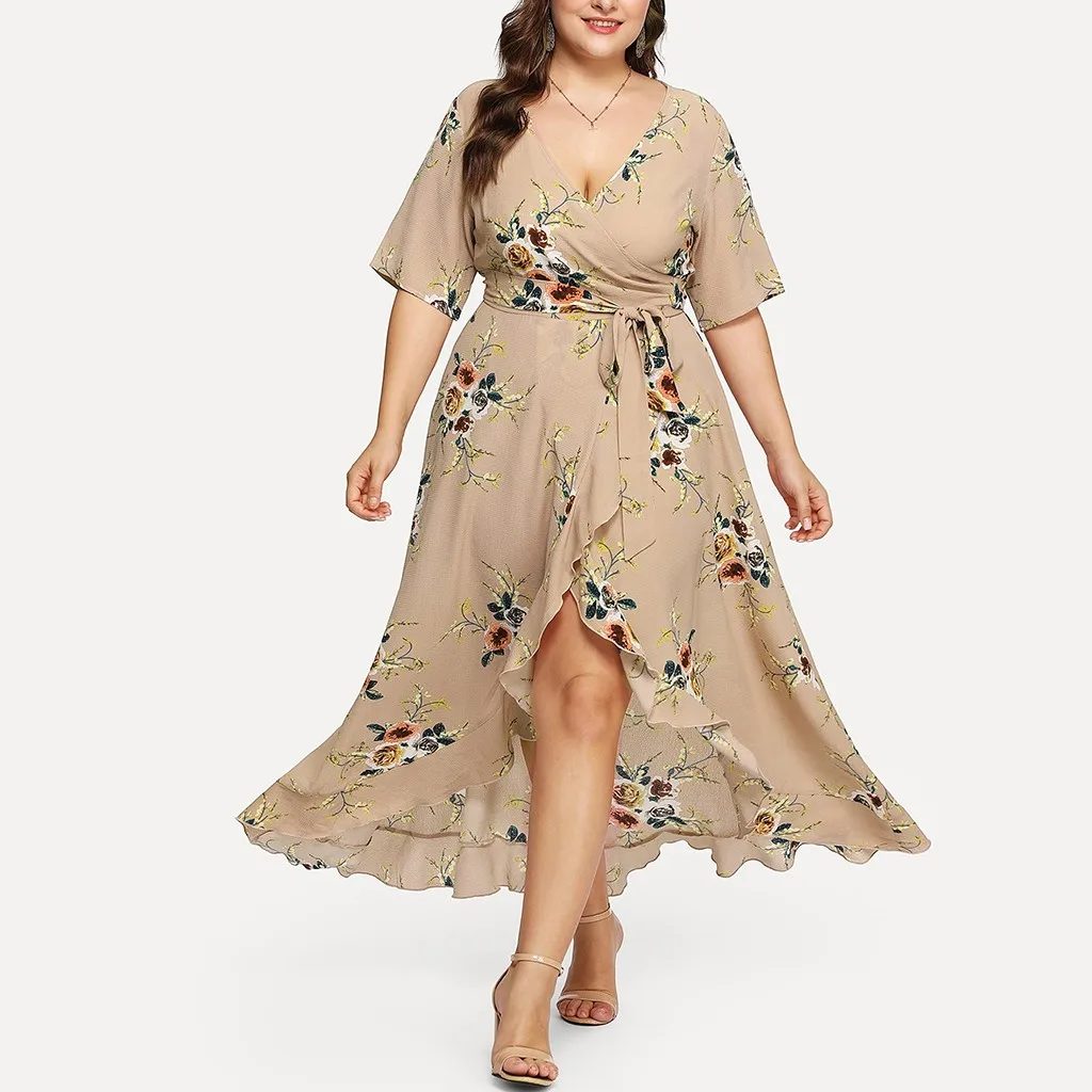 Платье женское ropa mujer vestidos de verano платья vestidos verano mujer robe femme Новые повседневные платья с коротким рукавом и цветочным XL-5XL Z4