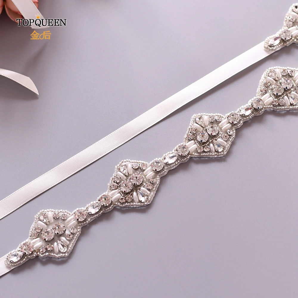 TOPQUEEN S290, серебряные стразы, пояс для невесты, пояс для невесты, женский пояс, стразы, свадебные аксессуары